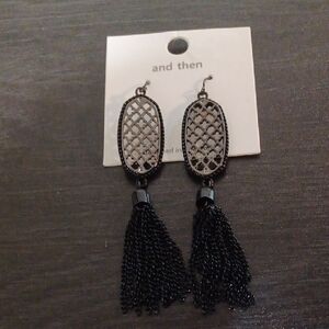 Chic Black and Silver Tassel Earrings